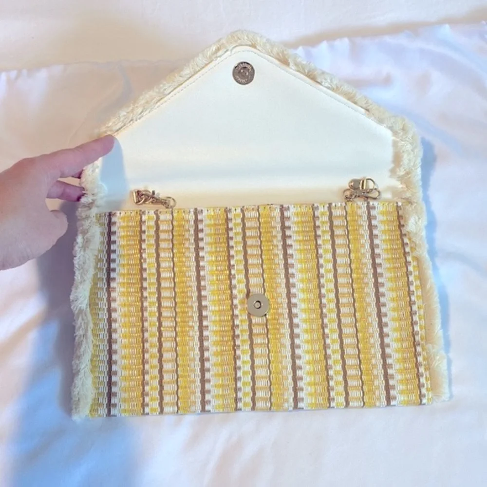 Boho Style Woven Striped Envelope Clutch